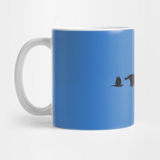 Two Ravens Flying Blue Sky Mug